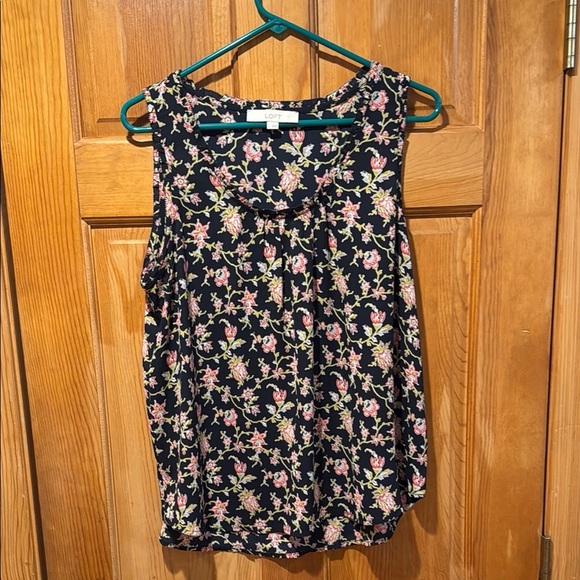 Loft women’s sleeveless floral blouse size large. - Picture 1 of 8